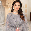 Suit, Net Embroidered Ensemble with Semi-Stitched Shirt & Dyed Trouser