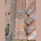 Unstitched Suit, Luxury Heavy work & Wedding Desinger peech With Embroidered Dupatta, for Women
