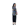Shirt, Bold & Chic Baggy Viscose Lawn Printed Black with Abstract Leaves