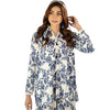 Co-ord Set, Sophisticated 2-Piece Linen & Ensemble in Blue Print, for Women