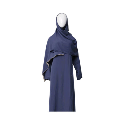 Abaya, Korean Georgette Ensemble with Pleating Details & Contrast Piping, for Women
