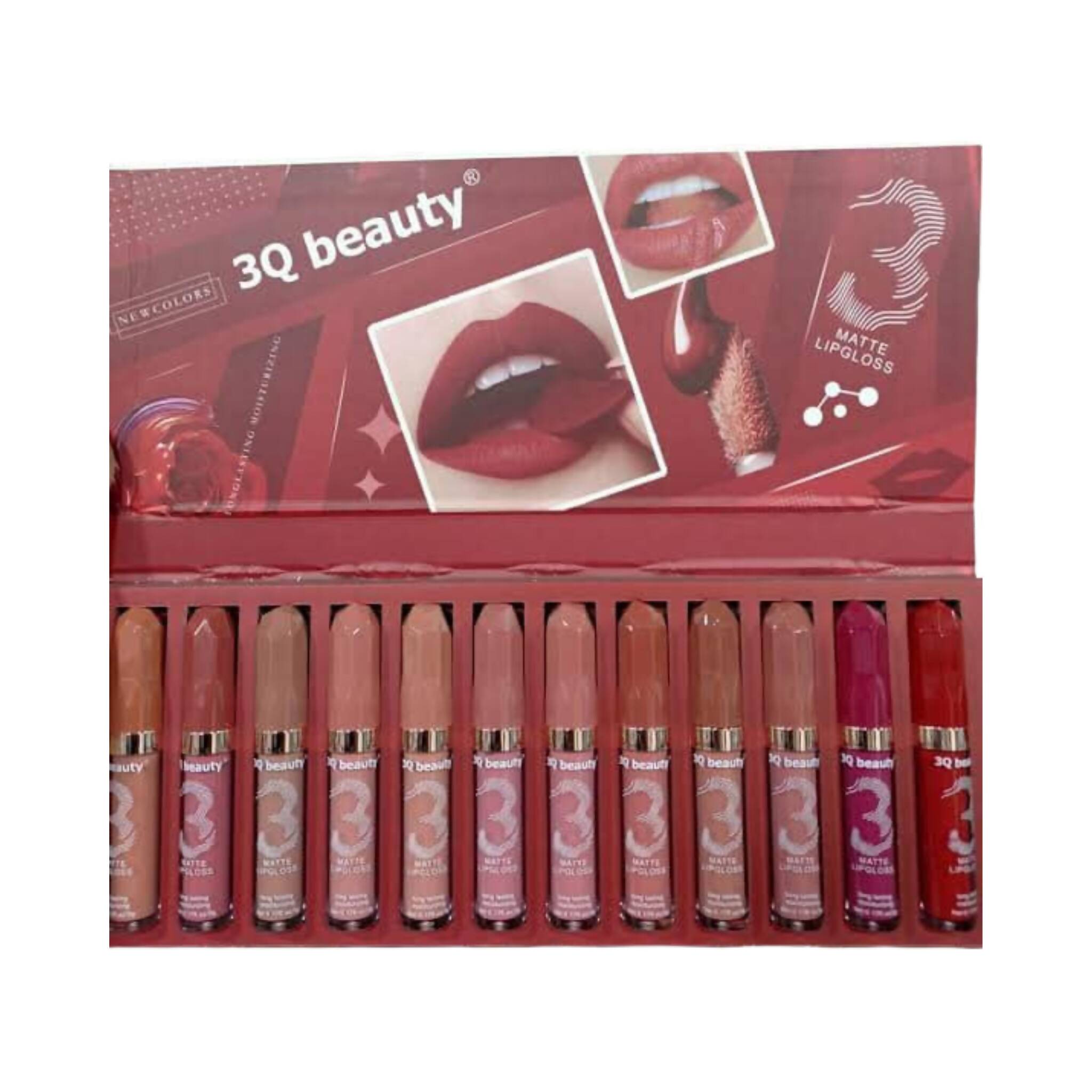 3Q Beauty Lip Gloss Mat, 12PCS Gorgeous Matte Shades, for Women