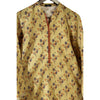 Khaddar Greenish Beige Shirt, Charming Floral Print, Orange Lace Accents, for Women