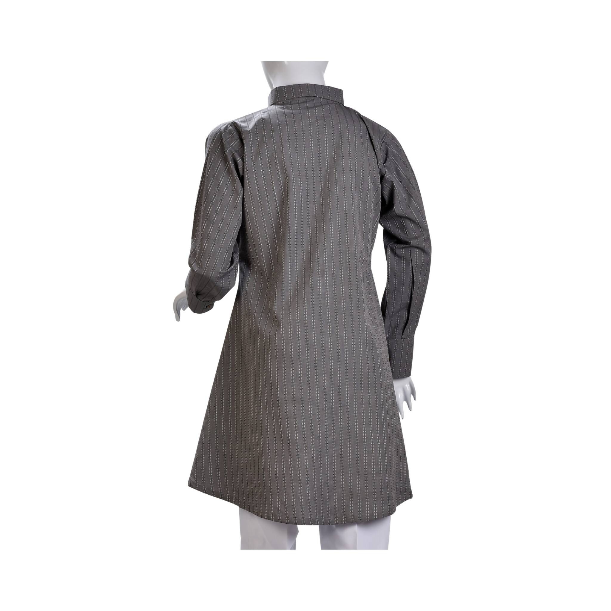 Shirt, Stunning Irish-Grey Self-Striped Cotton, for Women