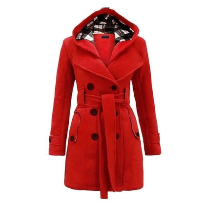 Long Coat, Warmth & Style Combined with Double Inner Hood, for Women