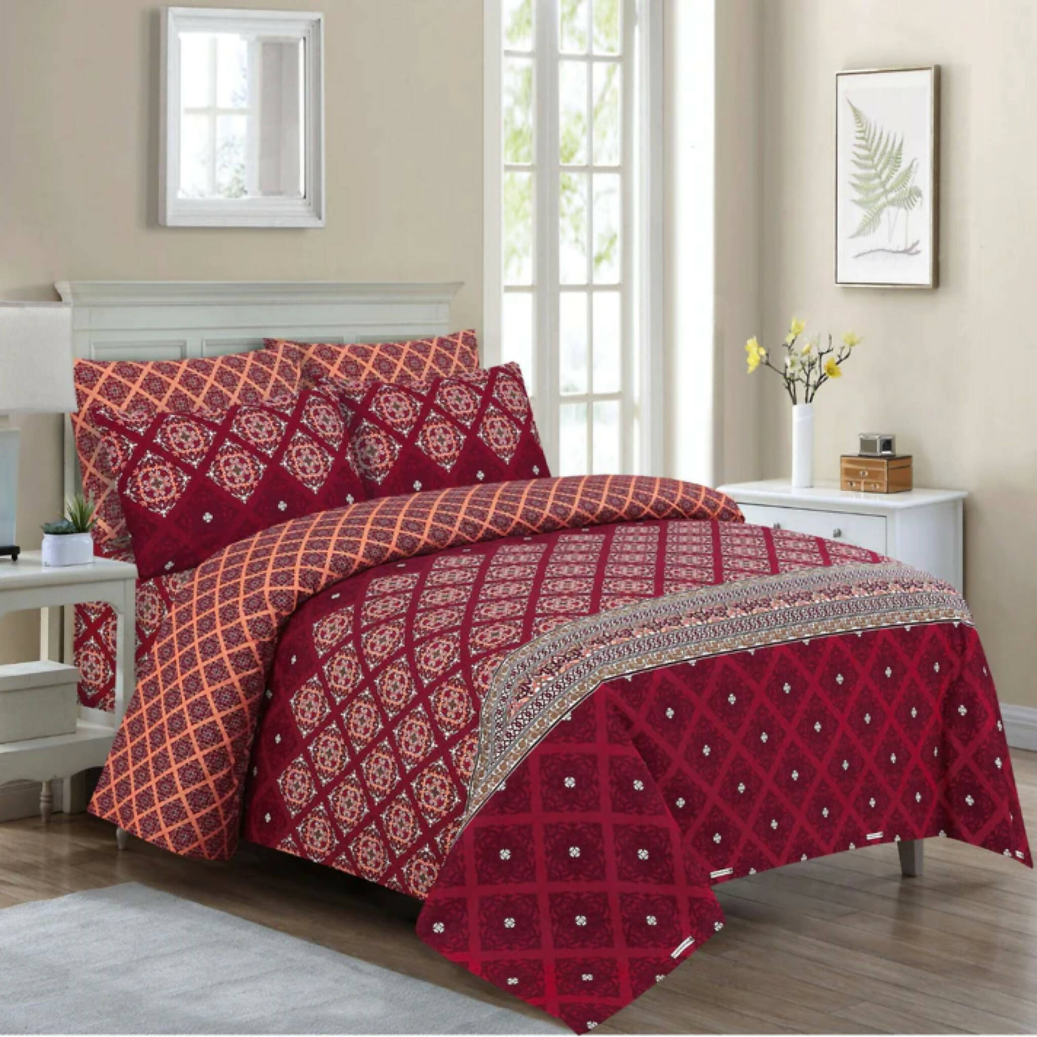 Quilt & Cover, Maroon Square Texture - Polycotton Perfection