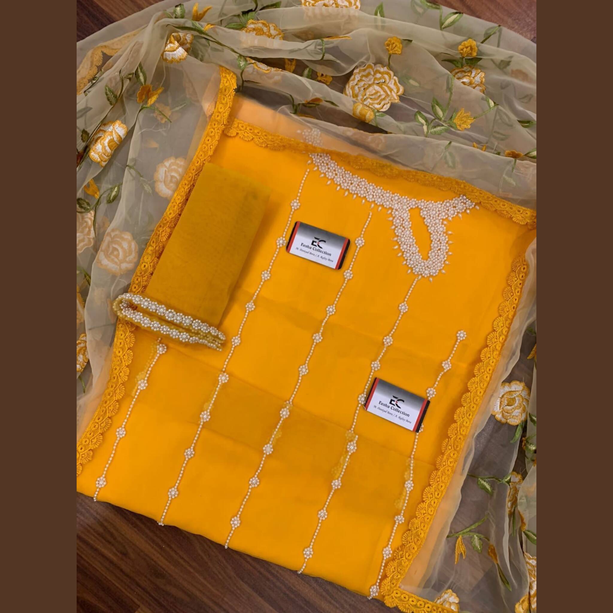 Unstitched Suit, Adda Work, Embroidered Dupatta & Stylish Malai Trouser