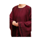 Abaya, Lace Detailing, Round Neck with Button-Through Opening, for Women