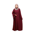 Abaya, Lace Detailing, Round Neck with Button-Through Opening, for Women