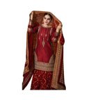 Unstitched Suit, Luxurious Silk & Net Ensemble: Heavy Embroidery & Lehenga Option