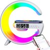 Wireless Charger Atmosphere Lamp,Bedside Lamp with Alarm Clock Bluetooth Speaker