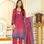 Dress, Embroidered Shirt, Lawn Trouser & Chiffon Dupatta - 3-Piece Set, for Women