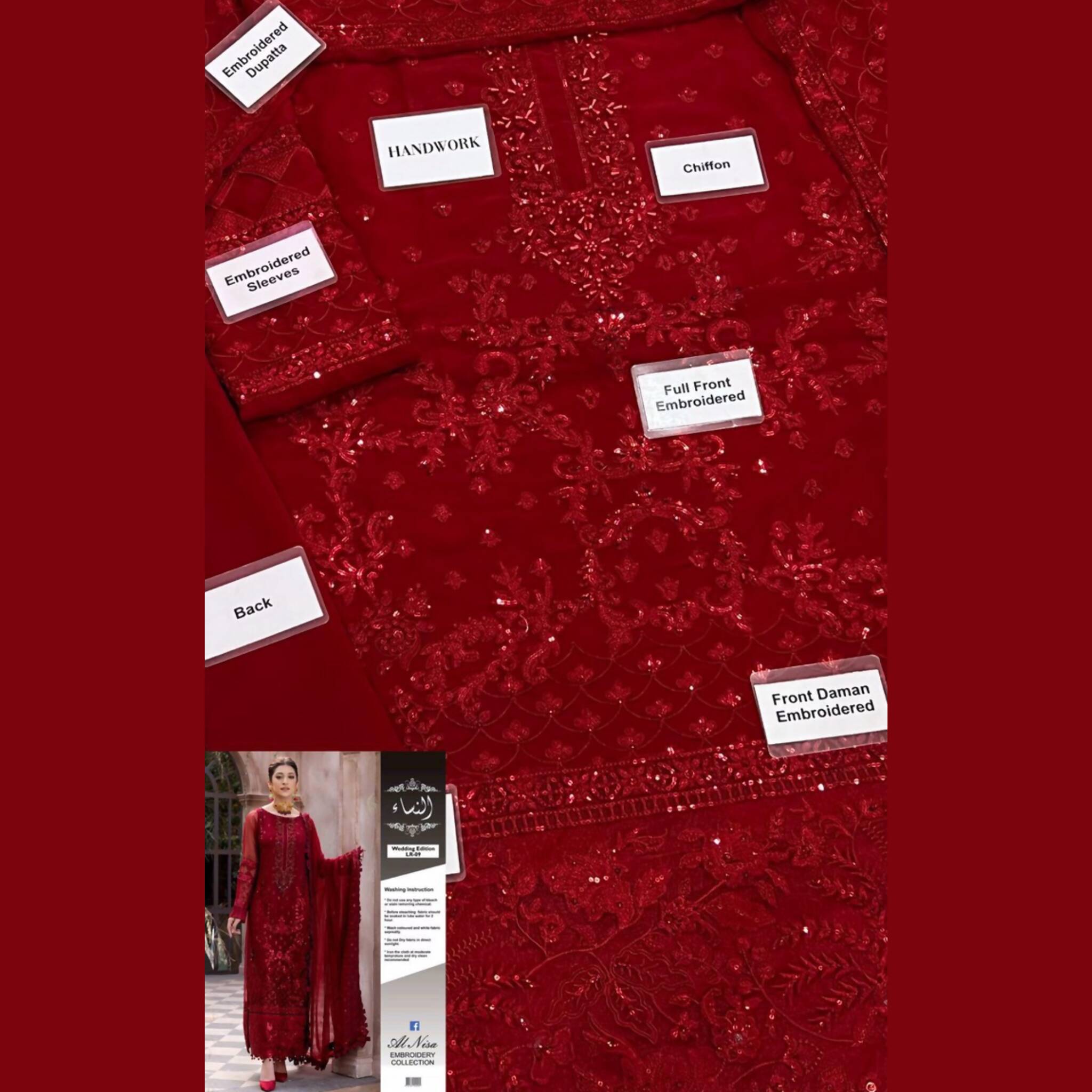 Unstitched Suit, Full Embroidery, Handwork & Hanging Tassels, for Women