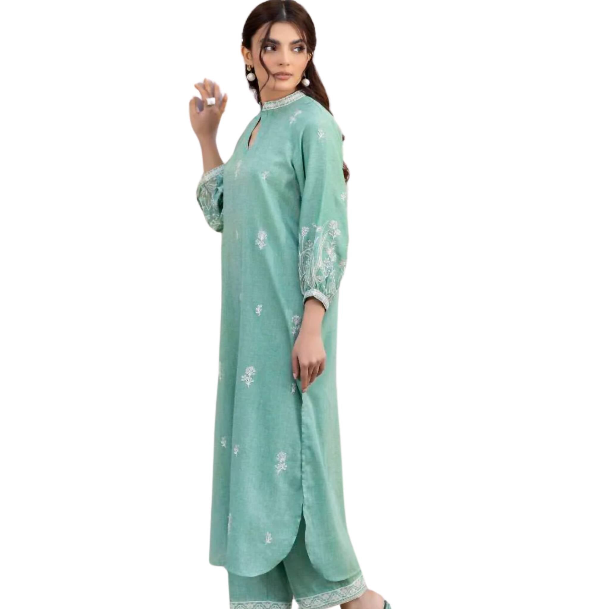 2 Piece Suit, Elevate Your Summer Style with Intricate Embroideries, for Women