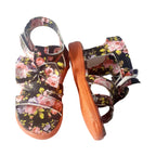 Sandals, Black Flower Strap, Comfortable, for Baby Girls