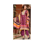 Embroidered Lawn Suit, Printed Dupatta, Chikankari Trouser, for Women