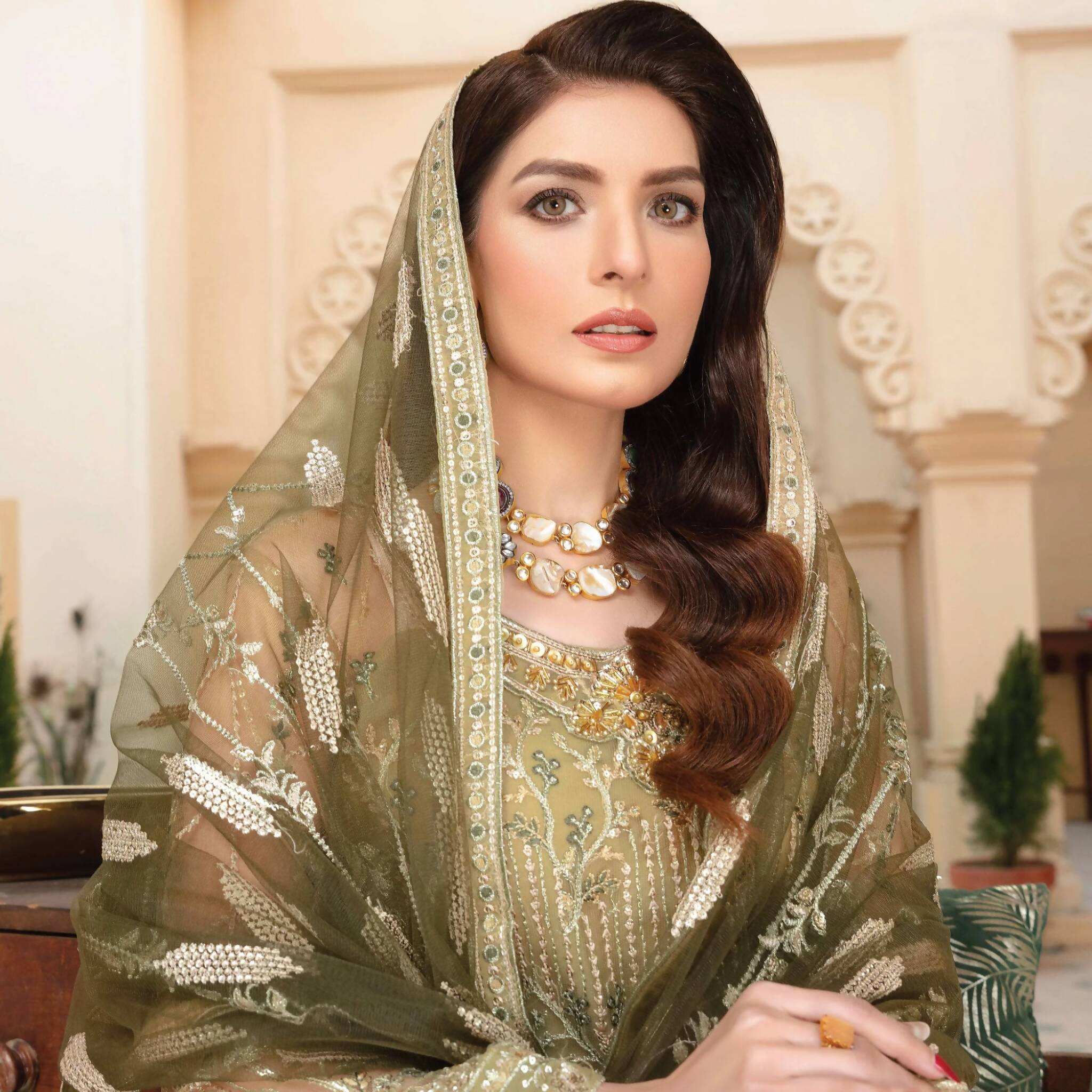 Semi Stitched Net Embroidered Ensemble