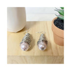 Wire Hook Earrings with Silver Wire and Pink Pearl