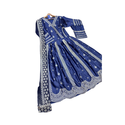 Maxi, Angrakha Style with Heavy Kaya Border Embroidery, for Women