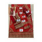 Unstitched Suit, Luxurious Silk & Net Ensemble: Heavy Embroidery & Lehenga Option