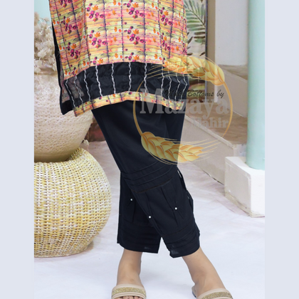 Trousers, Butterfly Design, Stylish Self-Stitched Collection, for Ladies