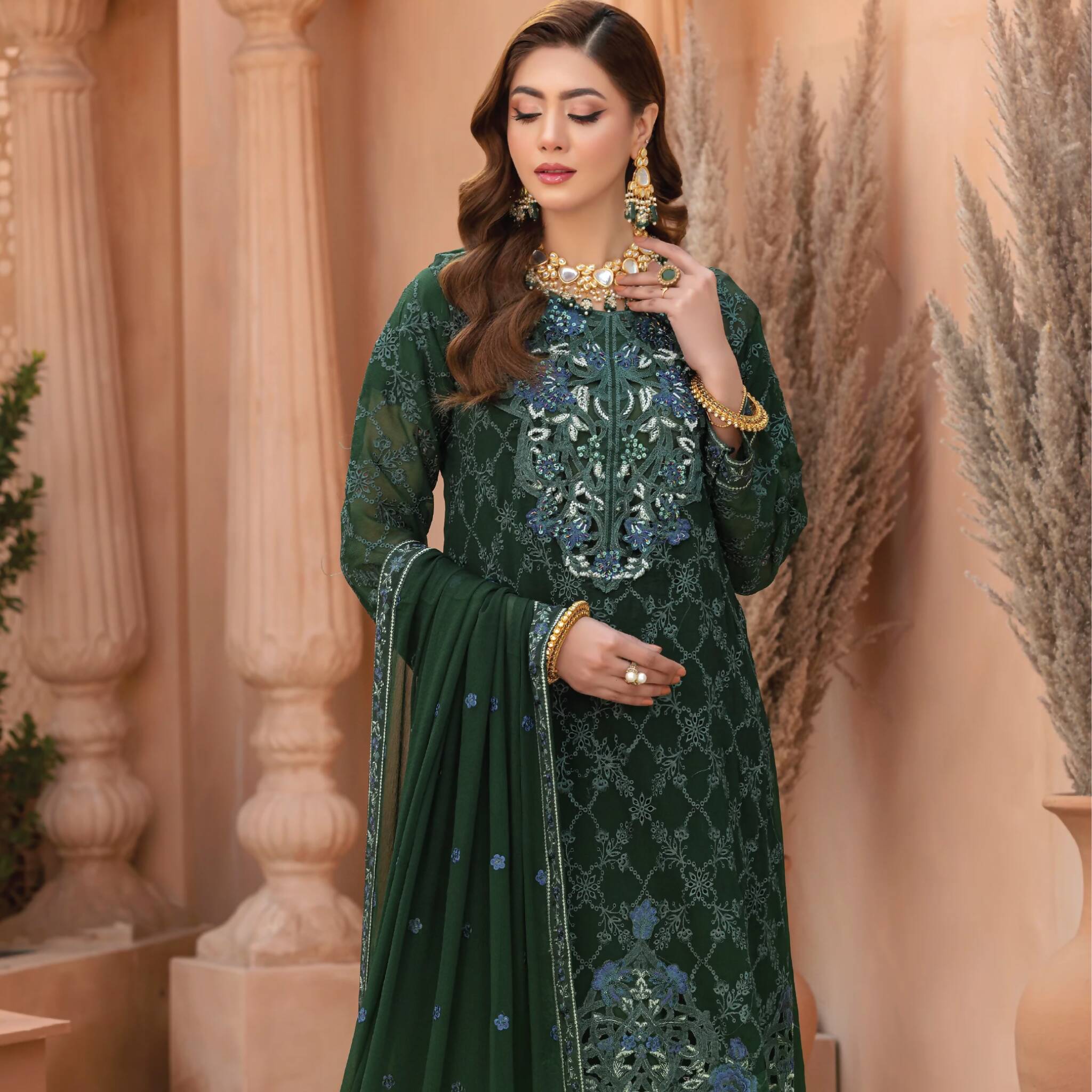 Women Crinkle Chiffon Ensemble