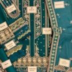 Unstitched Suit, Lawn Fully Embroidered Front Organza Dupatta & Dyed Trouser