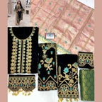 Unstitched Suit, Velvet Elegance & Mysori Embroidery, for Women