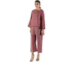 Suit, Chic Pink & Grey Jacquard 2-Piece Ensemble with Elegant Design, for Women