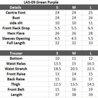 Co-ord Set, Green Purple 2Pc Georgette with Shell & Button Tassel Detailing