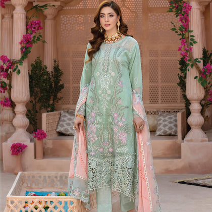 Semi Stitched Crinkle Chiffon Ensemble