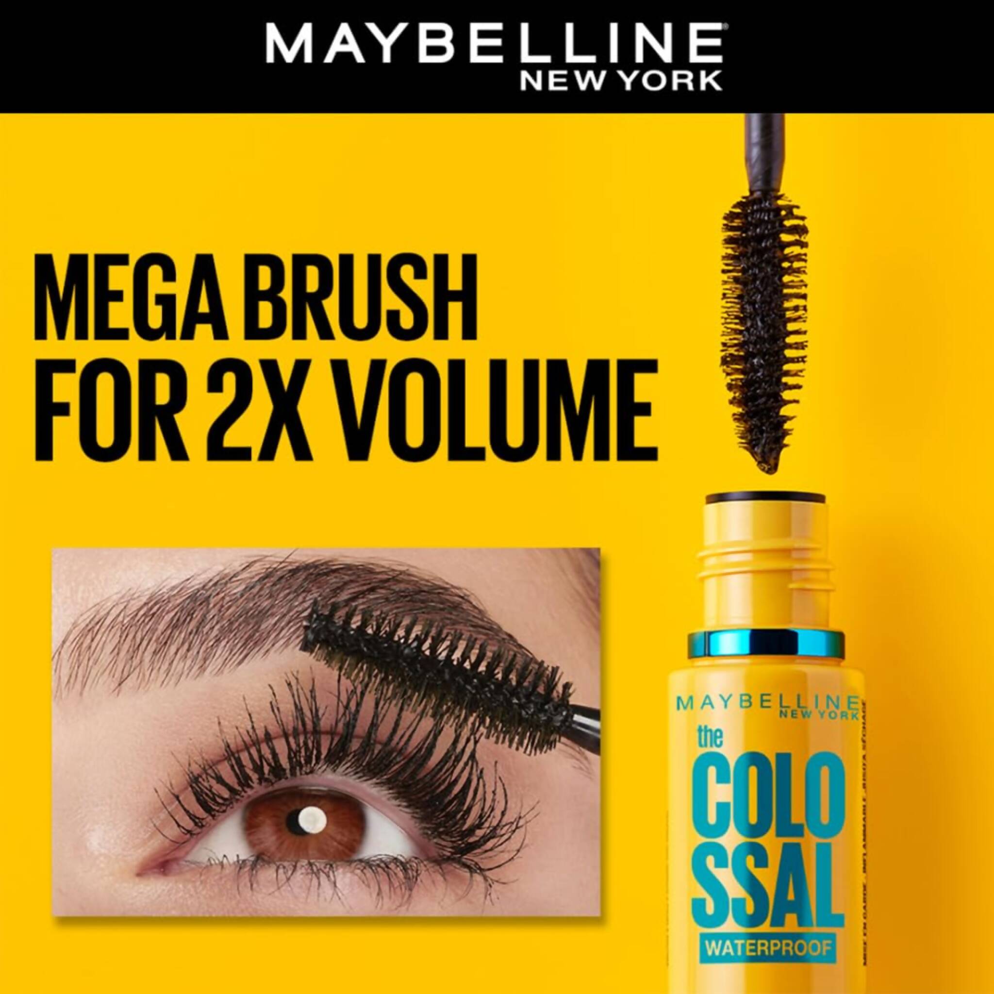 Mascara, Colossal Waterproof & Achieve Instant Volume with Mega Brush