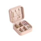 Jewellery Organizer, Compact Leather Box with Zipper Closure