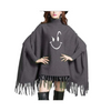 Poncho, Smile Face Printed & Winter Wing Bat Style, for Girls'