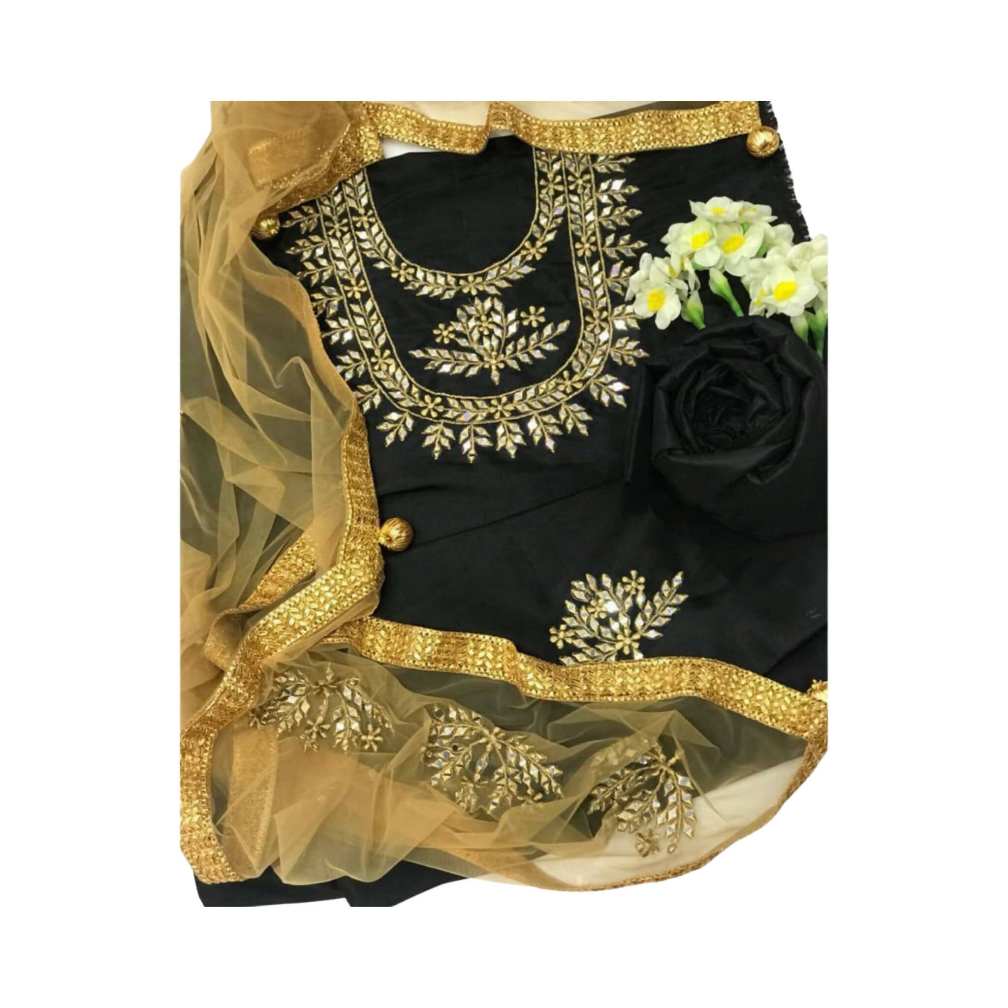 Unstitched Dress, Silk Fabric Along With Trouser And Dupatta, for Women
