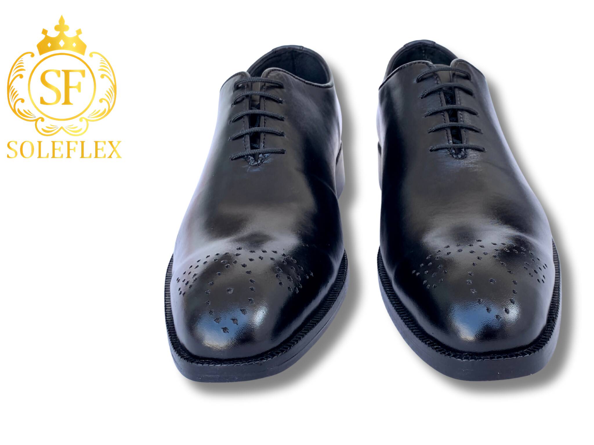 SF Royal Black Laceup With Holes & Timeless Elegance in Pure Cow Leather, for Men
