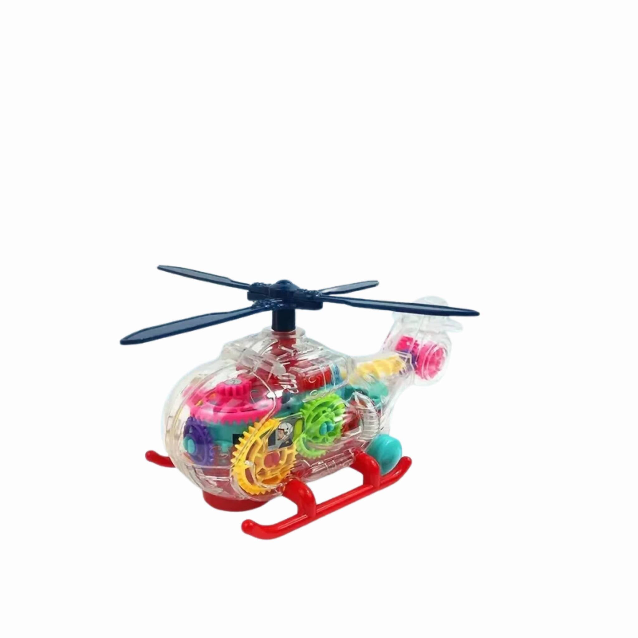 Helicopter Toy, Transparent Gear & Educational Fun with Lights & Music, for Kids'