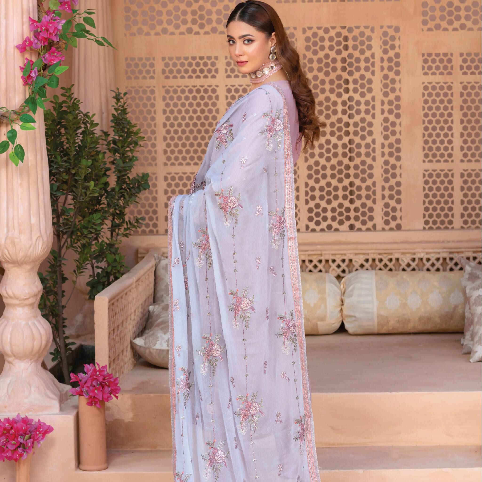 Semi-Stitched Crinkle Chiffon Ensemble