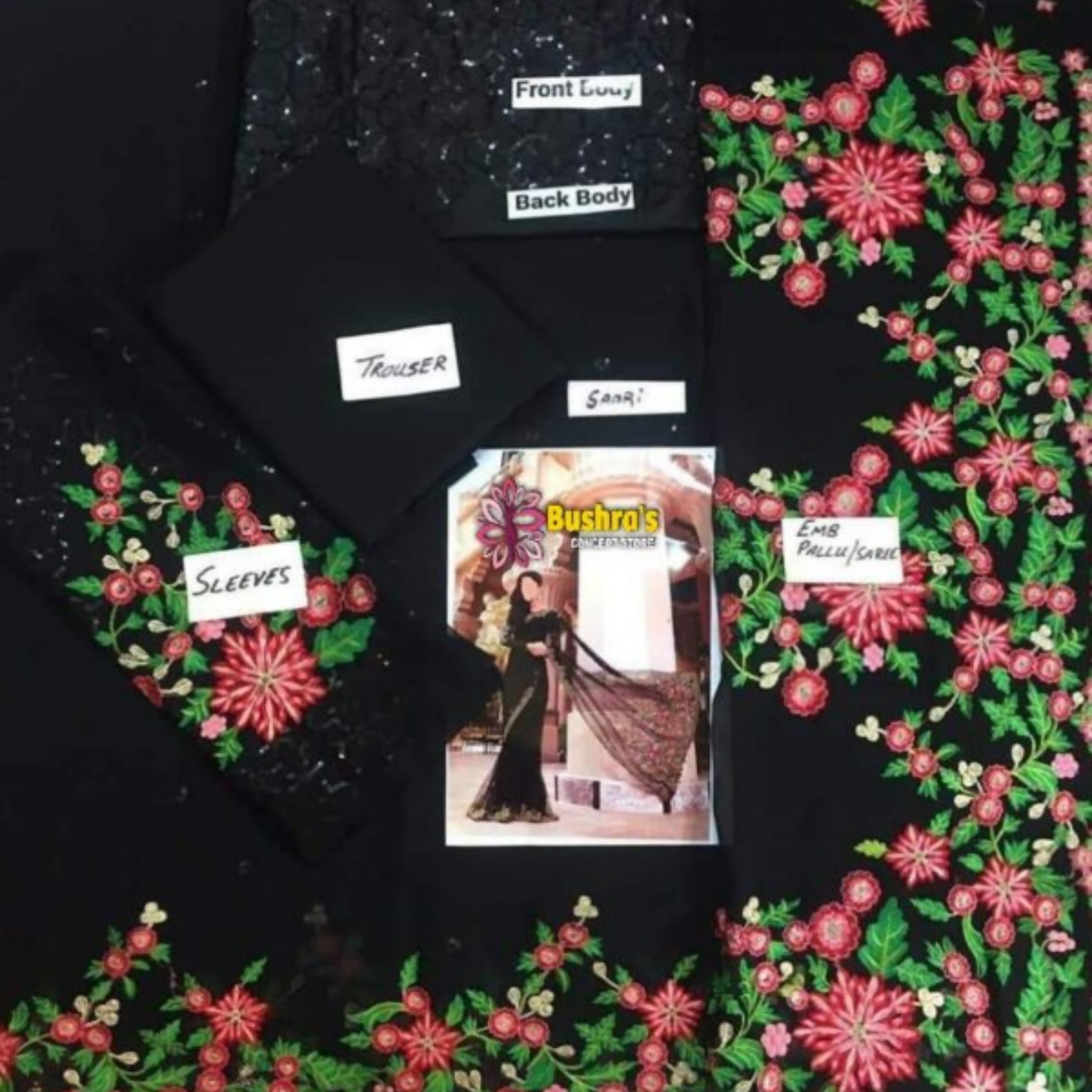 Black Saree, Exquisite & Luxury with Heavy Work, for Ladies