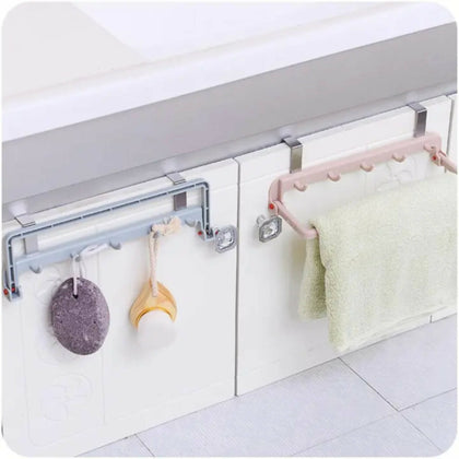 Towel Holder Rack, with Hooks, for kitchen & Bathroom Cabinets