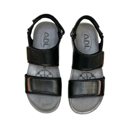Sandals, Black Leather Stylish Comfort with Eva Sole, for Men