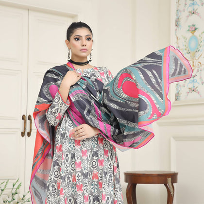 Unstitched Suit, 3-Piece Printed Lawn Embrace Freshness with Vibrant Patterns