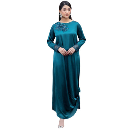 Suit, Contemporary Chic Two-Piece Silk Suit with 3D Flower Embroidery, for Women