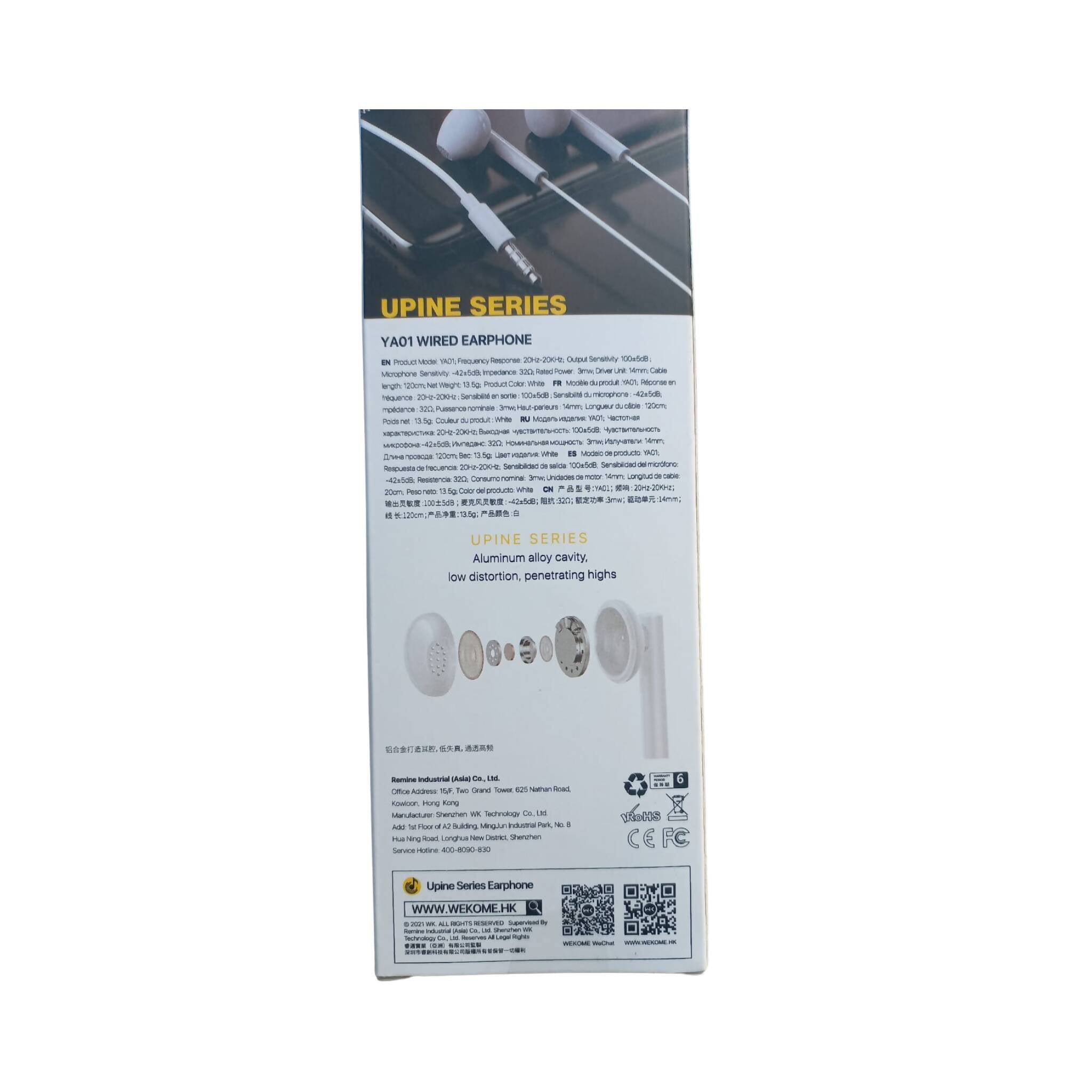 Earphone, Wekome YAO1, Excellent Sound Quality & 1.2M Length