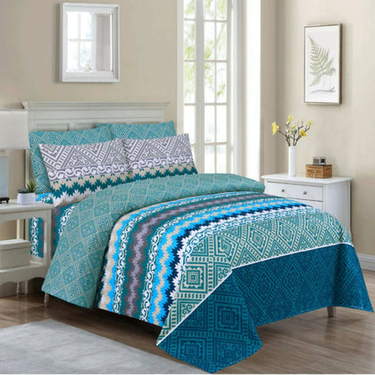 Bed Sheet, Soothing Elegance, Square Aqua Polycotton