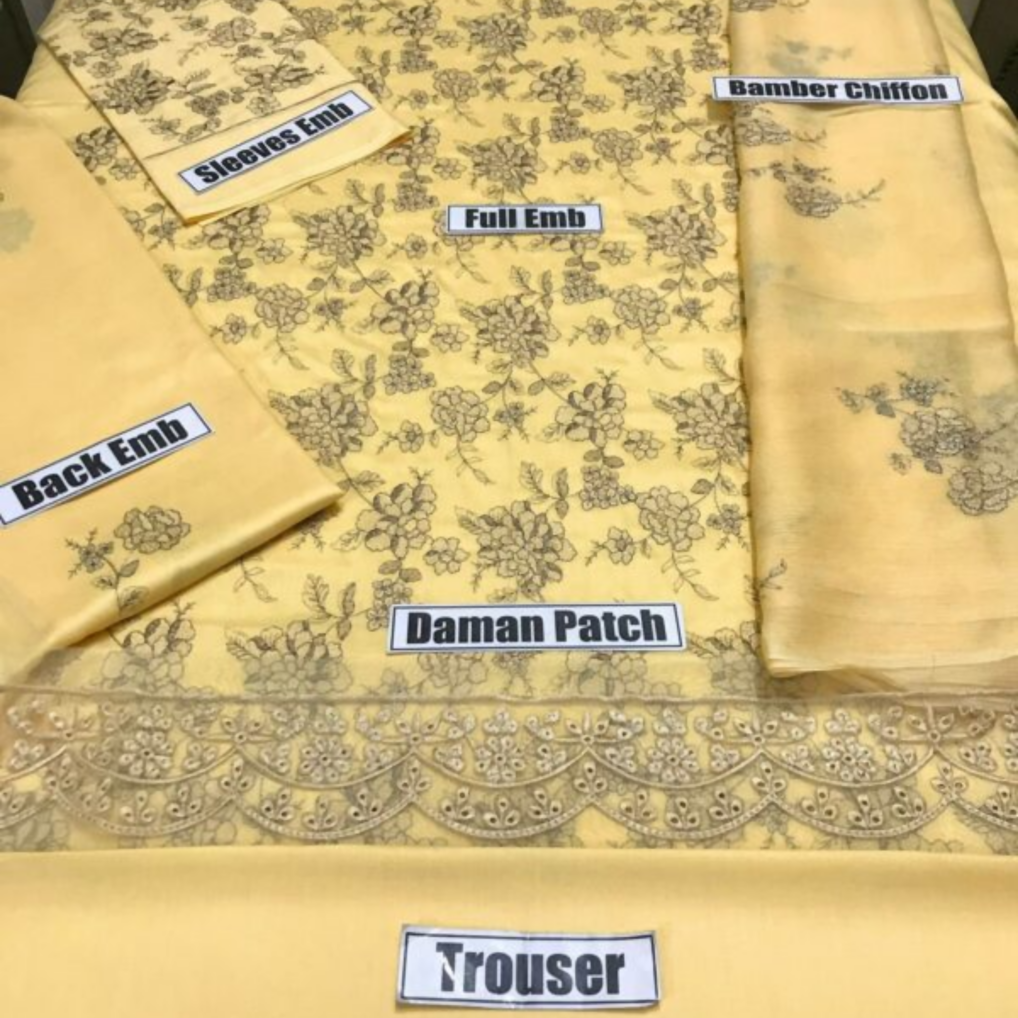 Unstitched Suit, Full Heavy Embroidery Work On The Sleeves, for Women