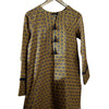 Blue & Yellow Khaddar Shirt, Beaded Frills, Stylish V-Slit, Graceful Lace Detailing, for Women