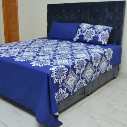 Bed Sheet, Experience Comfort in Ocean Blue: T-200 Cotton