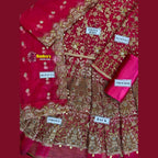 Unstitched Suit, Net Wedding Frock Maxi in White with Embroidered Dupatta, for Women