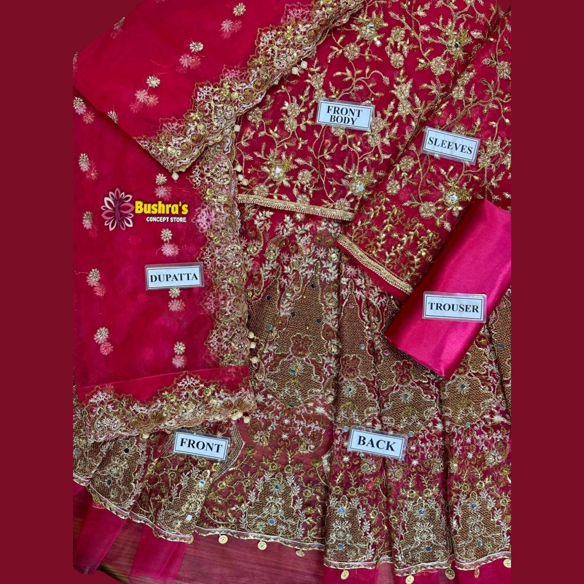 Unstitched Suit, Net Wedding Frock Maxi in White with Embroidered Dupatta, for Women